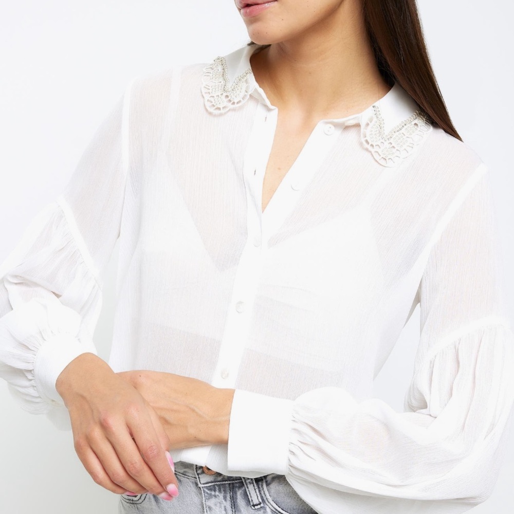 River Island Embellished White Blouse